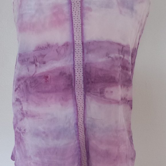 Vince Silk leather Shirt tank camisole painted 0 2 4 small white blush gray blue - Picture 2 of 7